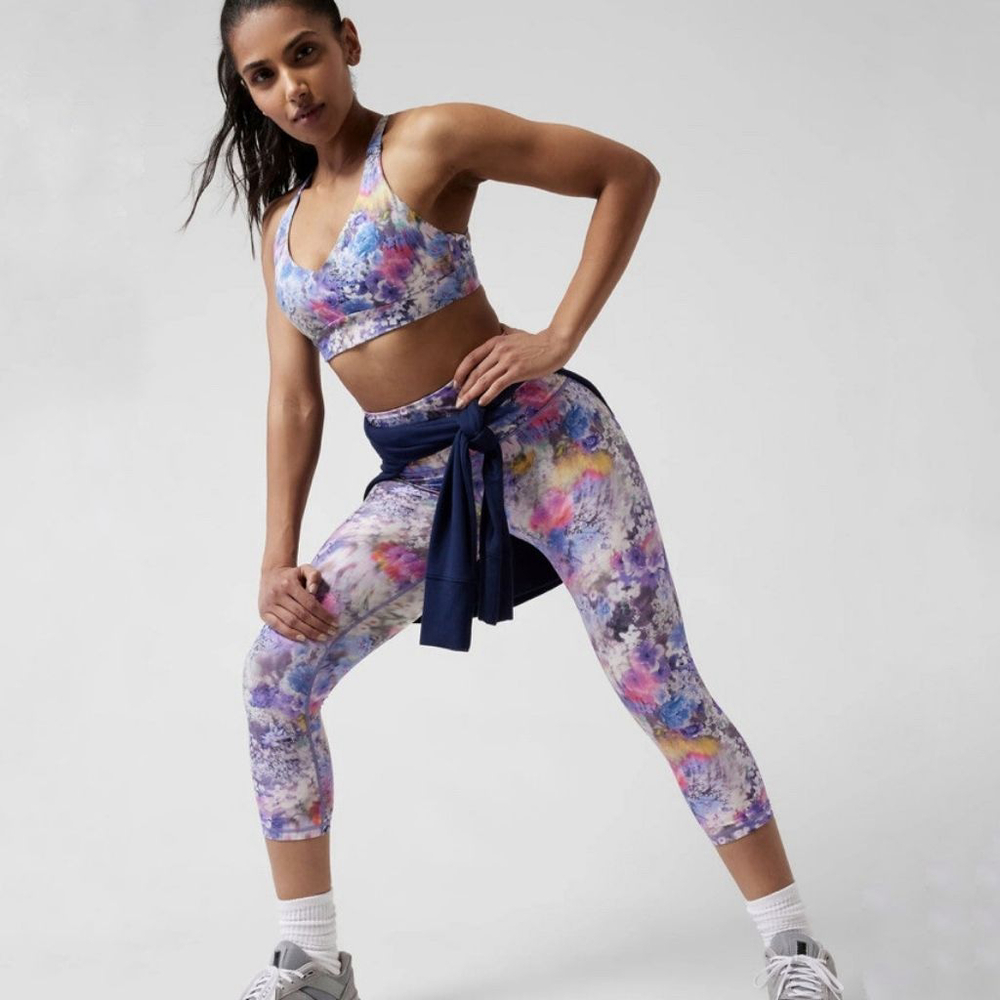 Athleta Women's Elation Capri Floral Print Renewed Bloom Chrome size large